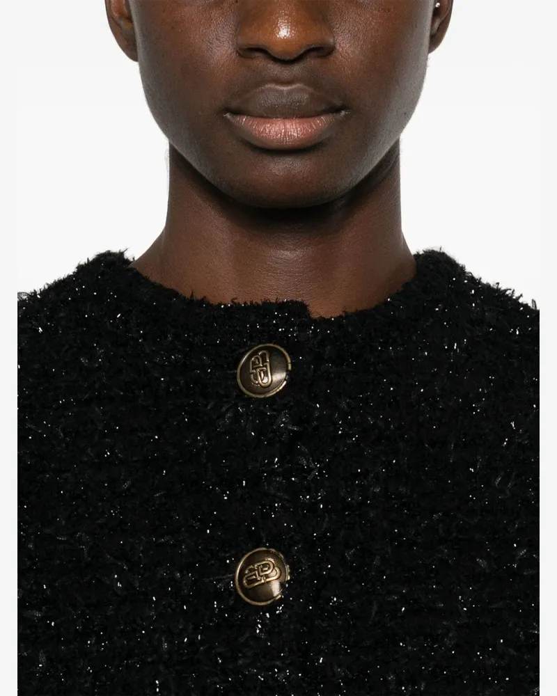 Balenciaga Metallic-Threaded Bouclé Jacket — Black Black