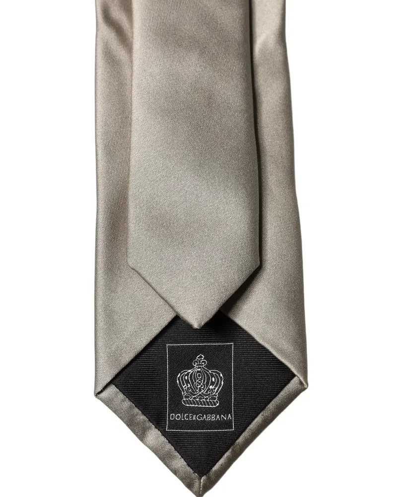 Dolce & Gabbana White Tattoo Floral Silk Adjustable Men Tied Necktie Tie Beige Beige