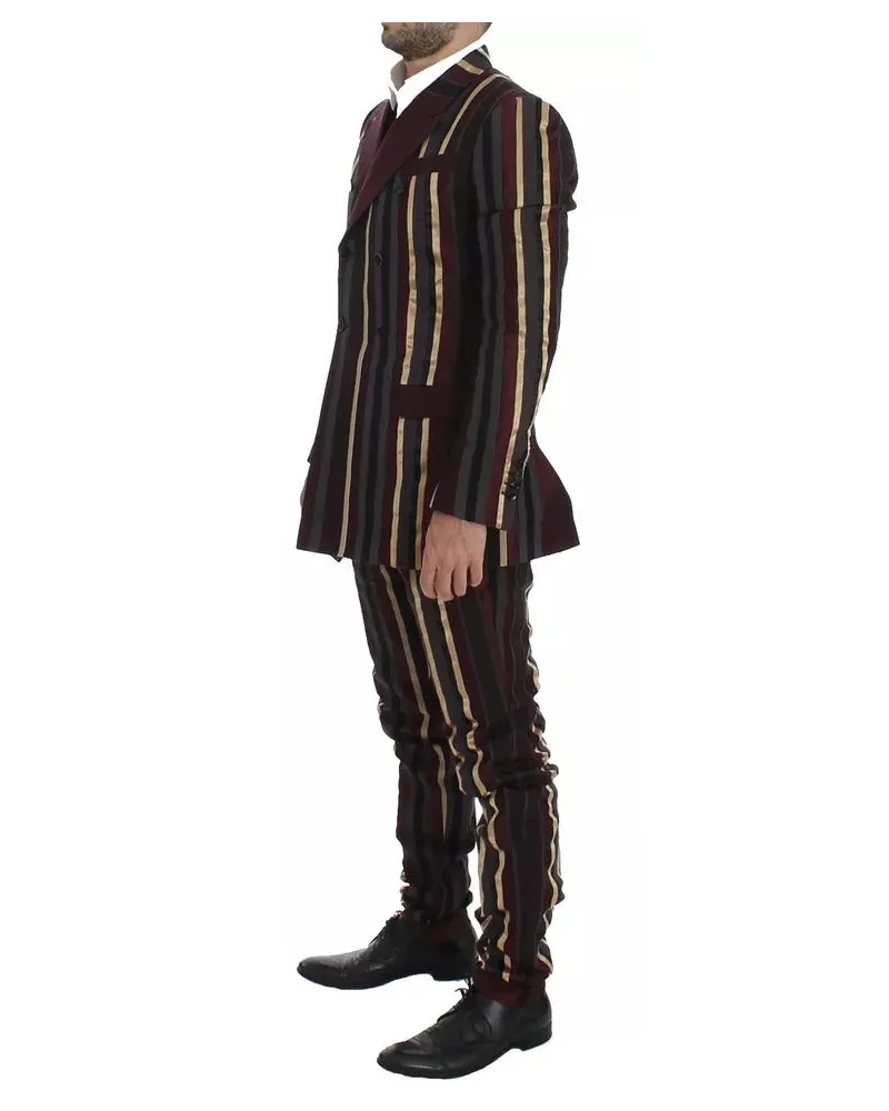 Dolce & Gabbana Men's Multicolor Striped Runway 3 Piece Slim Fit Vest Suit Nylon Multicolor