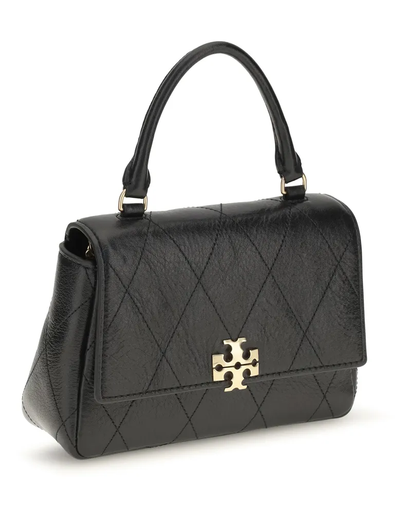 Tory Burch Women's Charlie Mini Handbag Black Calf Leather Bos Taurus Wallet Black