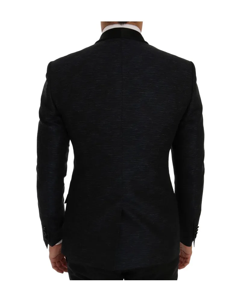 Dolce & Gabbana Men's Blue Martini Slim 2 Piece Blazer Acetate Clothing Black
