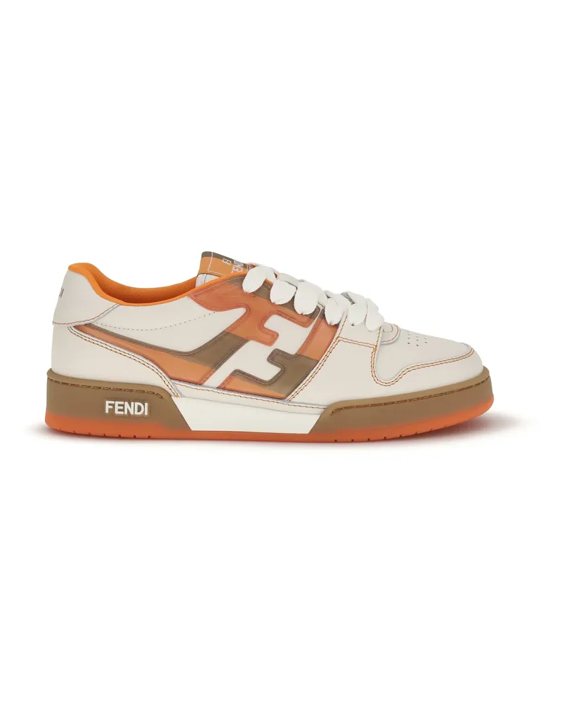 Fendi Men's Sneakers Match Grained Leather White Upper: Chamois Trainers White
