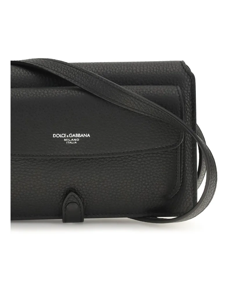 Dolce & Gabbana Calfskin Leather Crossbody Bag — Black Black