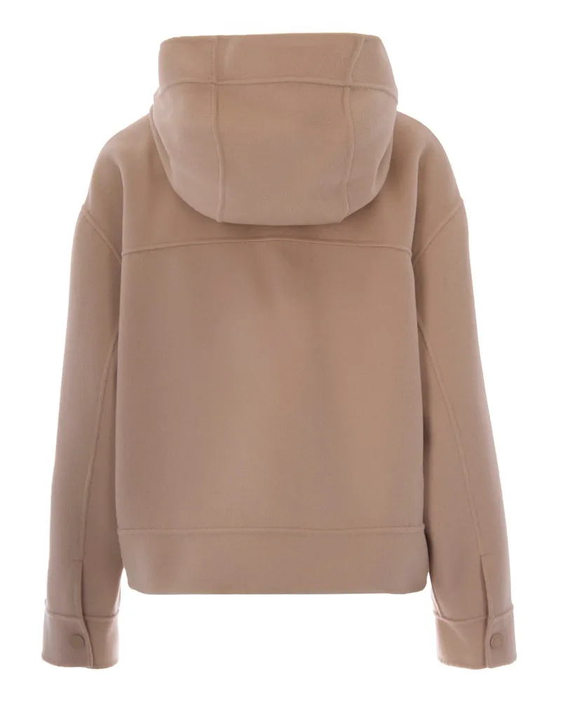 Max Mara Women's Hooded Jacket Ridente Almond Virgin Wool (ovis Aries Beige