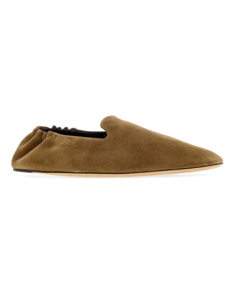 The Row Men's Camel Suede Casa Loafers Cigare Slippers Flat Shoes Beige