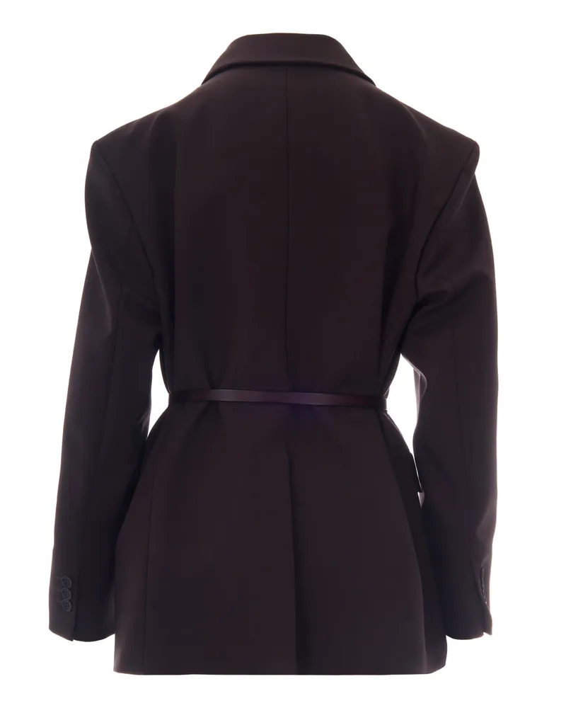 P.A.R.O.S.H. Women Blazer Double-Breasted Dark Brown Virgin Wool Jacket Brown