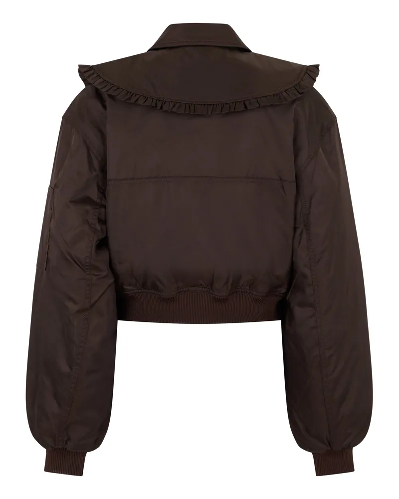 Ganni Women's Bomber Jacket Duchess Nylon Demitasse Polyamide Brown