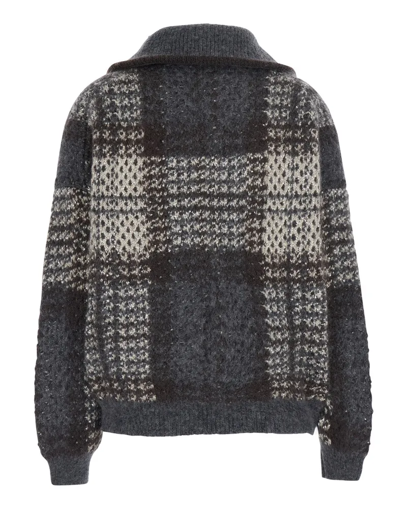 Brunello Cucinelli Women Jacket Multicolour Wool Blend Coat Gray