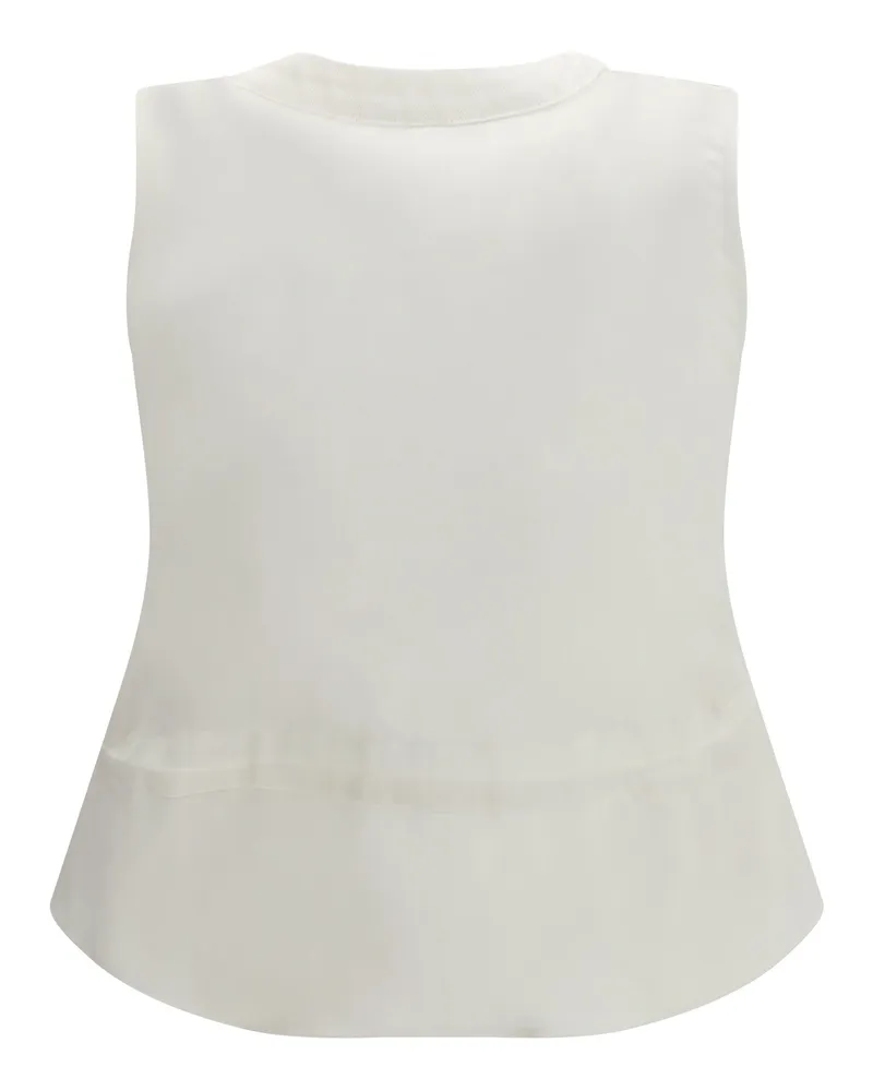 Sacai Women's Denim Vest Off White Cotton Blazers & Vests White