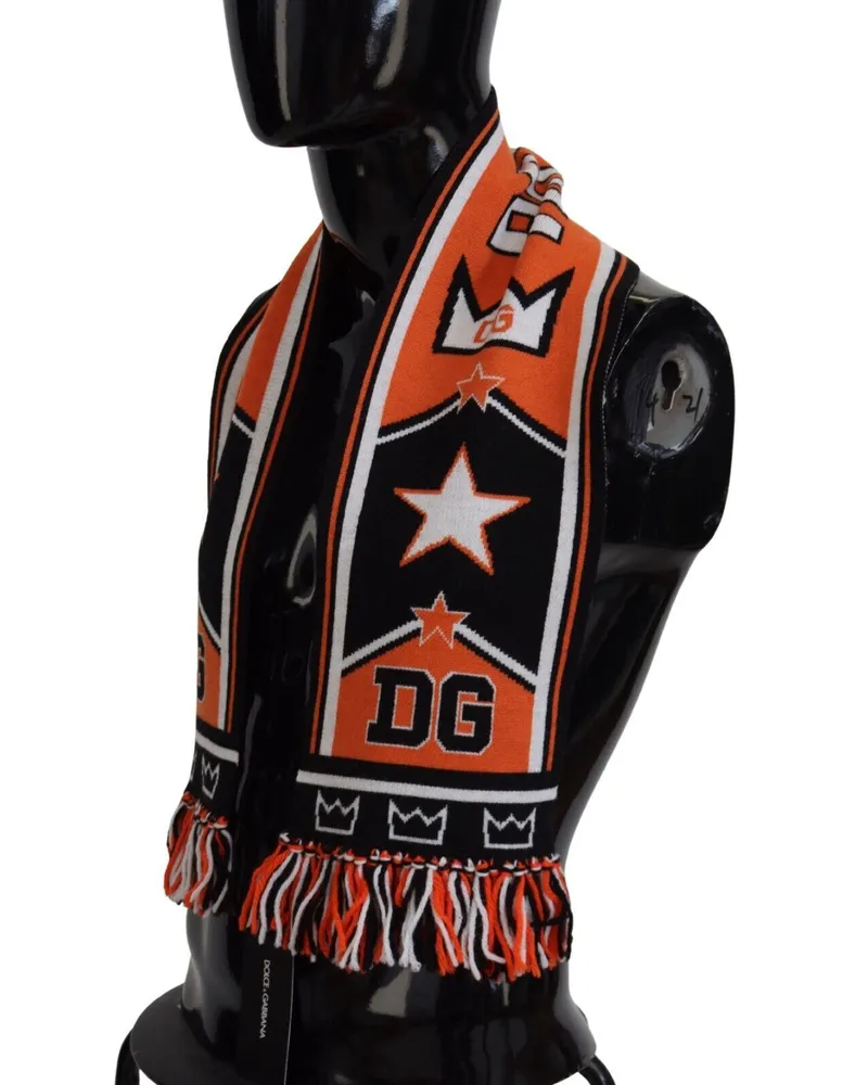 Dolce & Gabbana Men's Logo-Jacquard Wool Cashmere Scarf Orange Orange