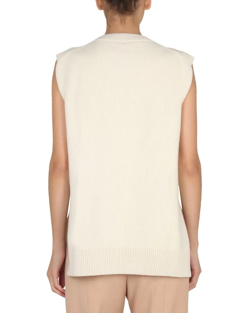 Jil Sander Wool Crew Neck Vest — Ivory Ivory