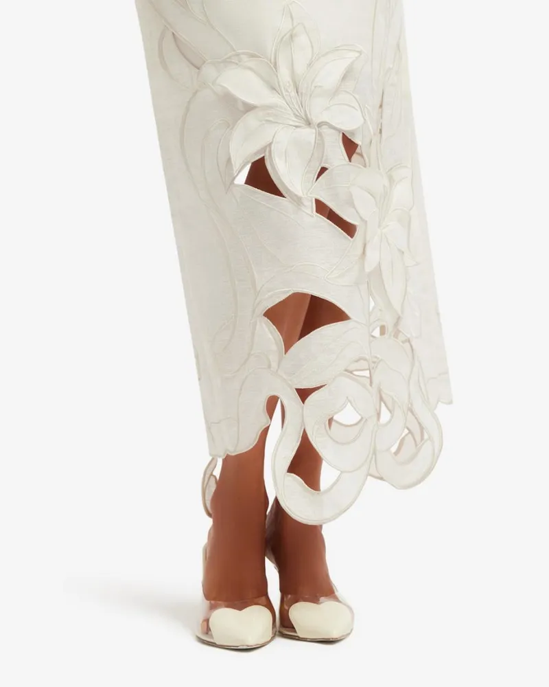 LEO LIN Women's Dress Rayna White Linen White