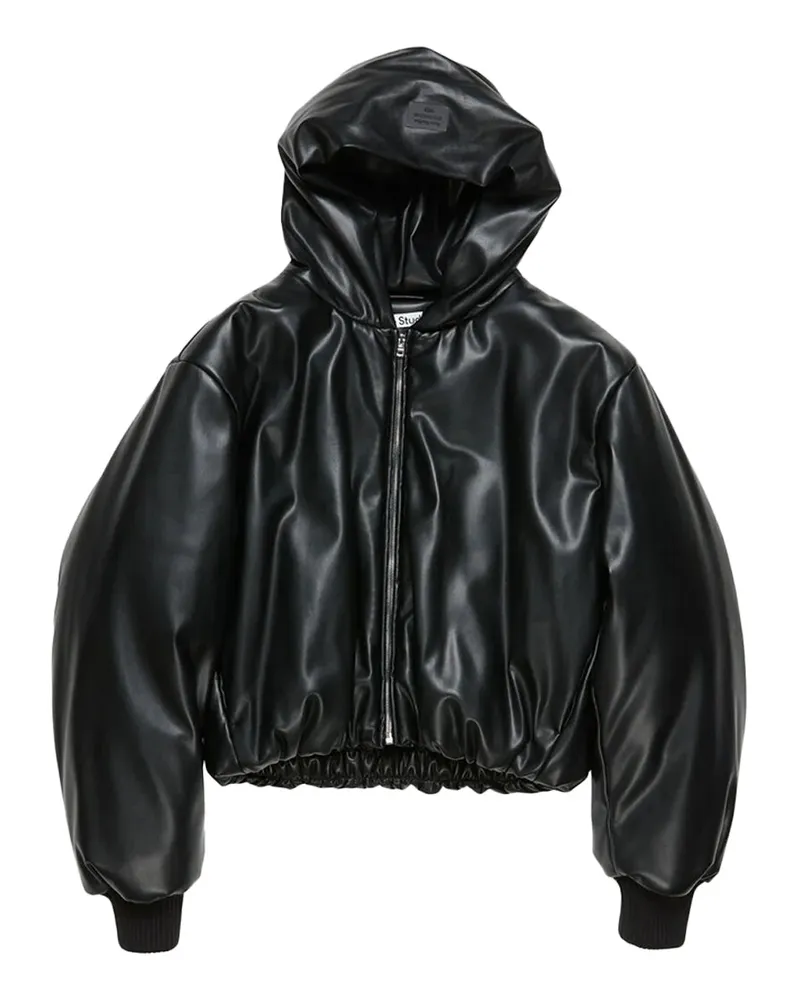 Acne Studios Hooded Faux Leather Jacket — Black Black