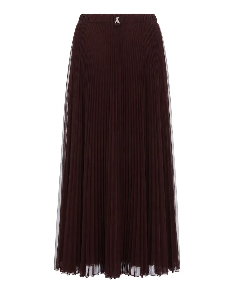 Patrizia Pepe Women's Pleated Maxi Skirt Wood Brown Main Fabric: Polyester Brown