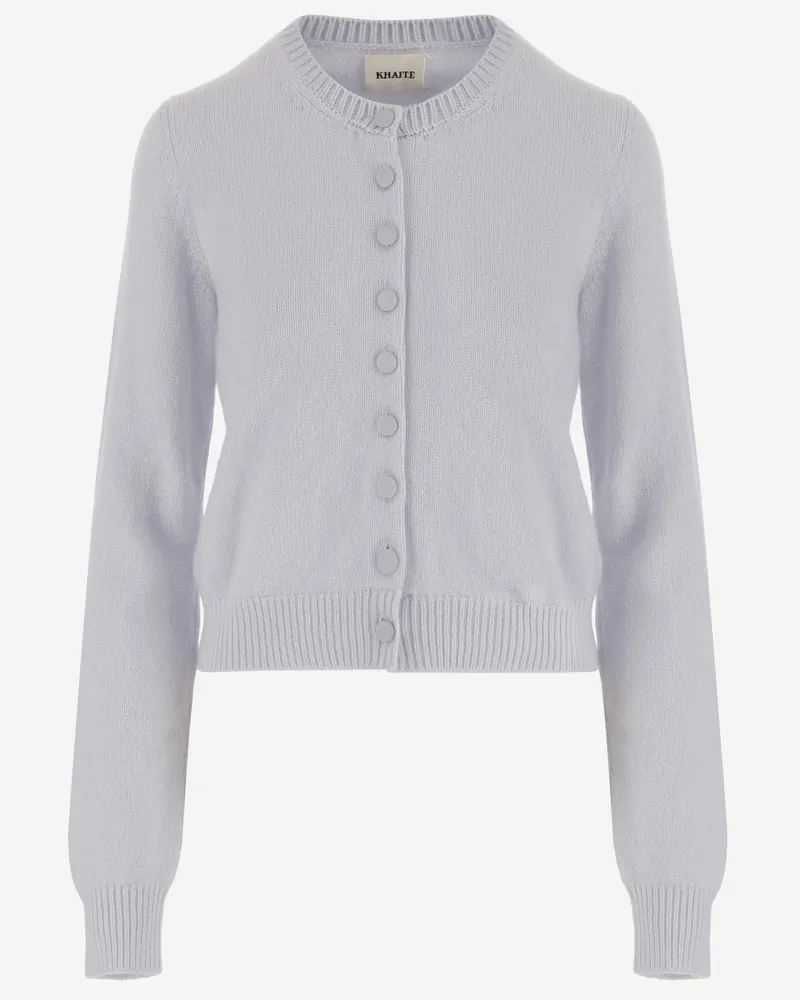 KHAITE Women Cashmere Cardigan Light Blue Sweater Blue