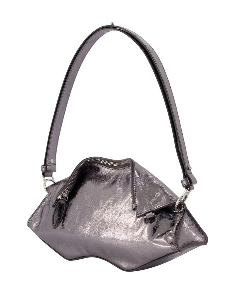 Alexander McQueen Women's Manta Clutch Leather Silver Calfskin Silver