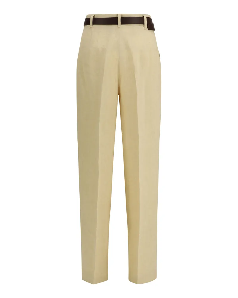 Max Mara Women's Mstsumero Pants Linen Batavia Coloniale Trousers Beige