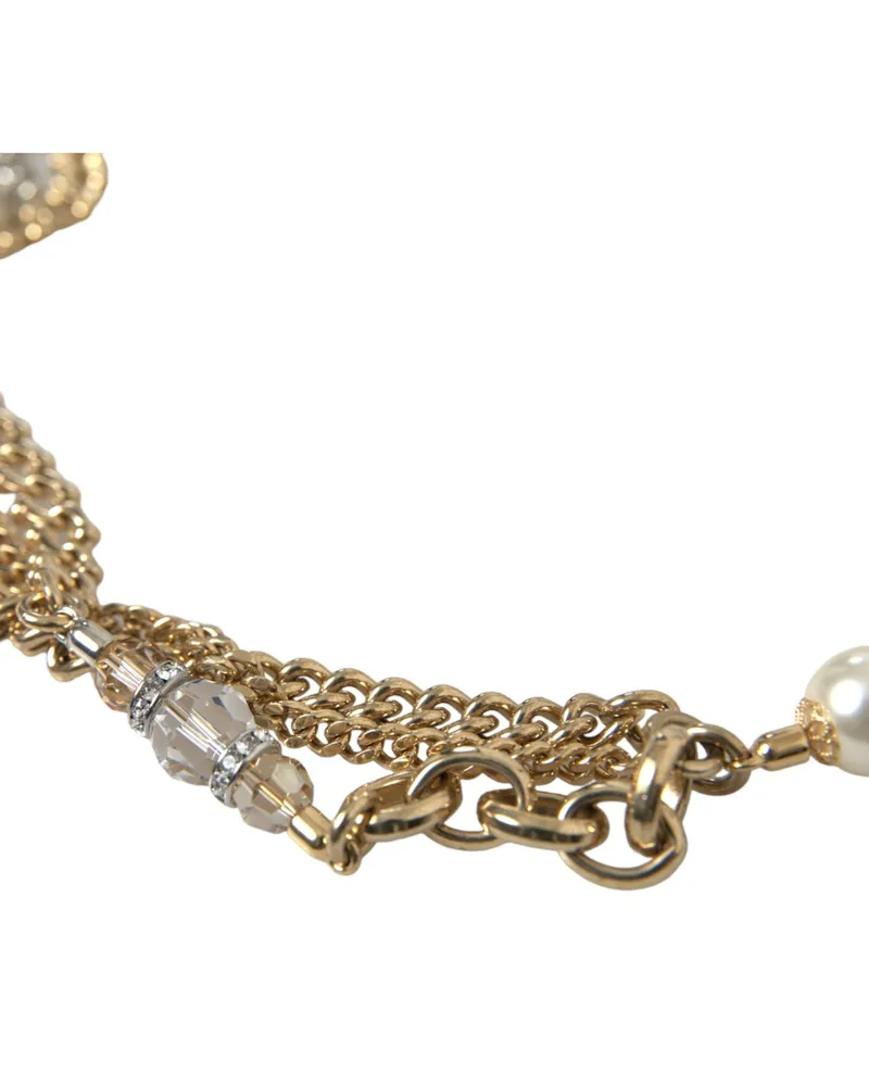 Dolce & Gabbana Women's Blue Braided Gold Brass Chain Waist Belt Black Gold