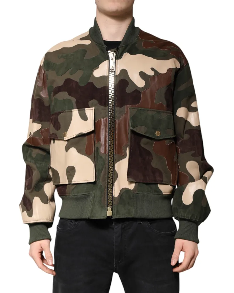 Dolce & Gabbana Men's Multicolor Cotton Bomber Full Zip Jacket Goat Lamb Clothing Multicolor