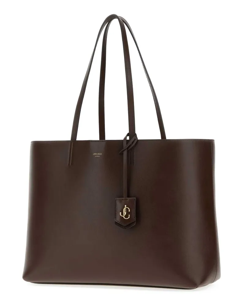 Jimmy Choo Women's Chocolate Leather Nine2five Shopping Bag Chocolatelightgold Borse A Mano Brown