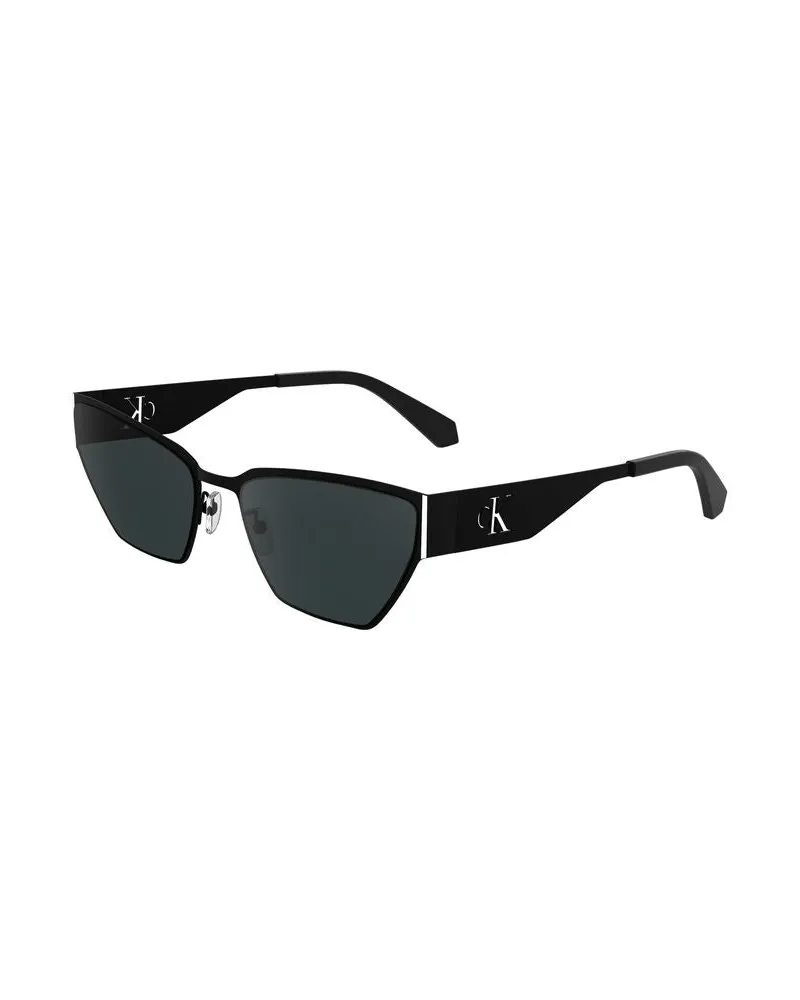 Calvin Klein CA-38324 Metal Cat-Eye Frame Sunglasses — Black Black