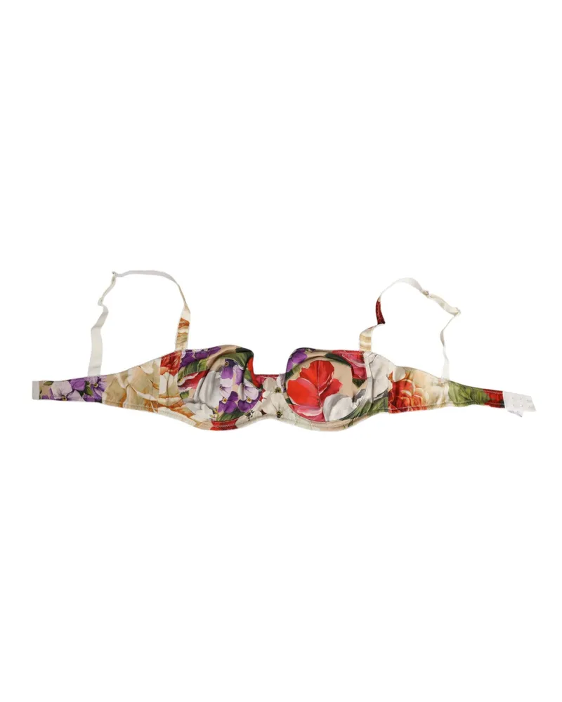 Dolce & Gabbana Women's Floral Print Semi Padded Balconette Bra Underwear Silk Clothing Multicolor