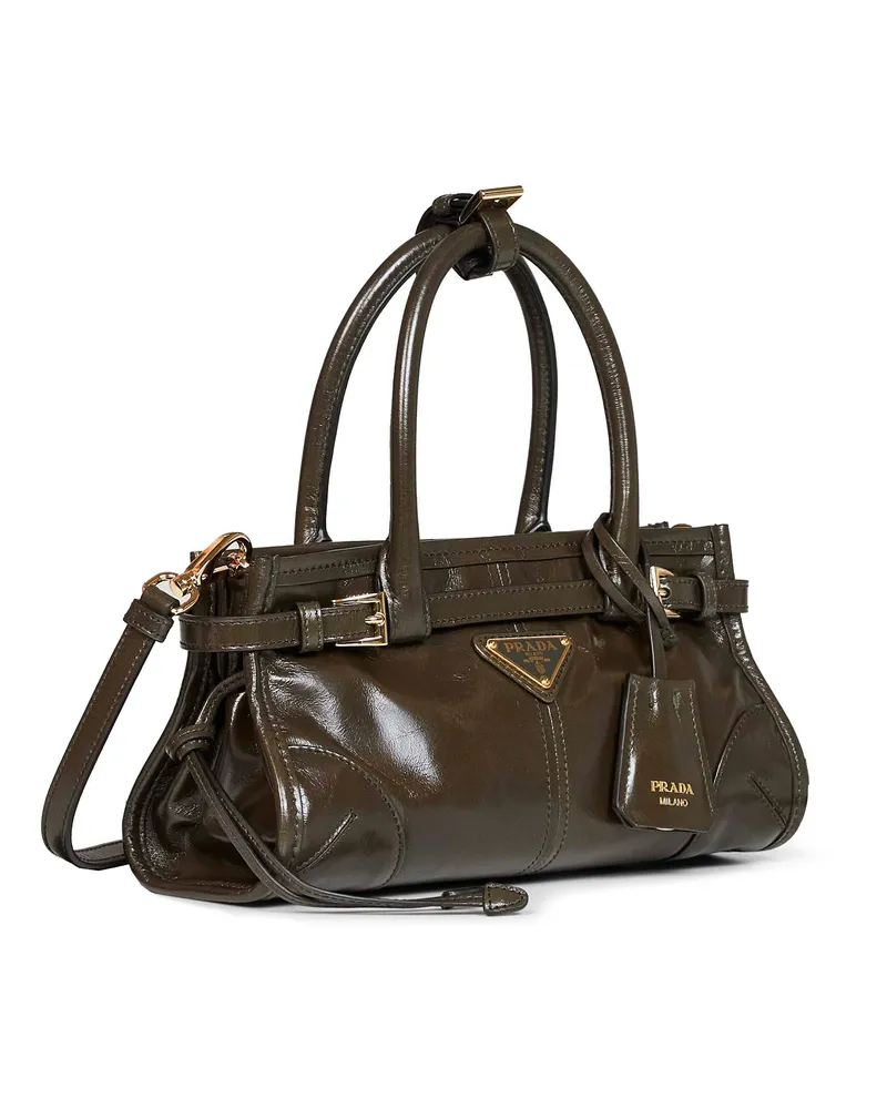 Prada Women's Mini Handbag Bonnie Forest Green Leather Calf Handbags Hand Bags Green