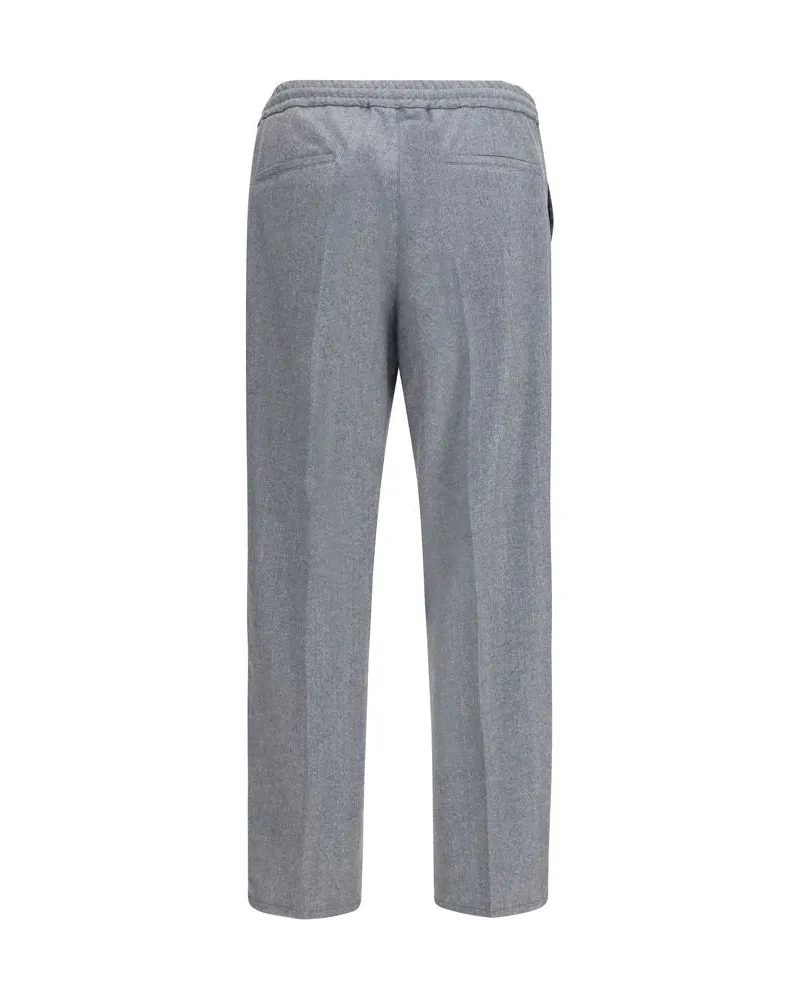 Brunello Cucinelli Men's Gray Wool Oves Aries Casual Pants Gray