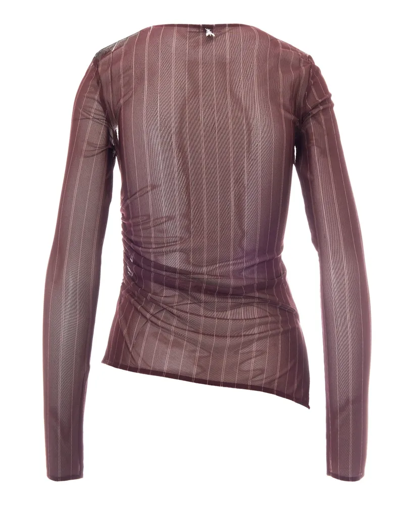 Patrizia Pepe Striped Tulle Blouse — Brown Brown