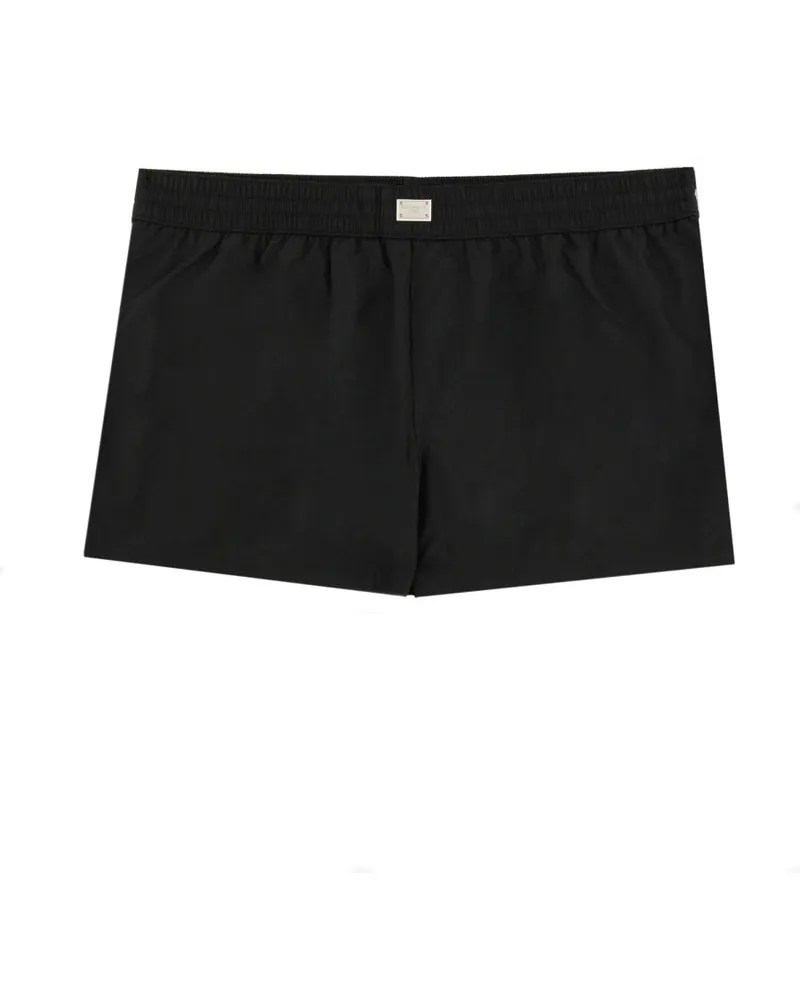 Dolce & Gabbana Logo Plaque Swim Shorts — Black Black