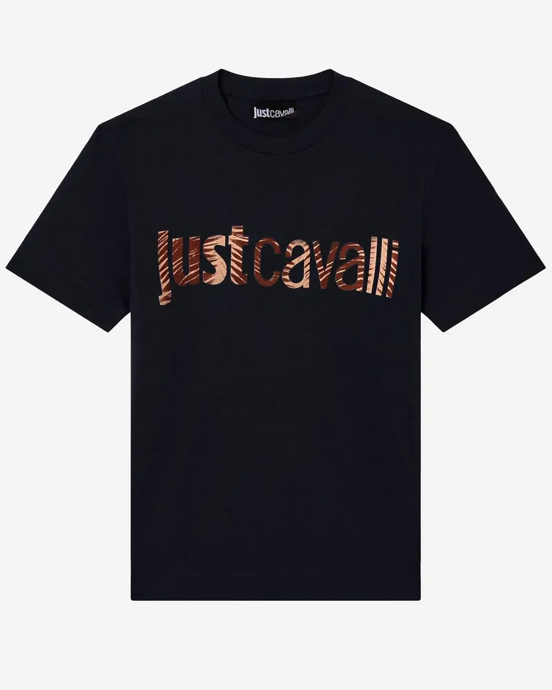 Just Cavalli Men's Cotton T-Shirt Black T-Shirts And Polos Black