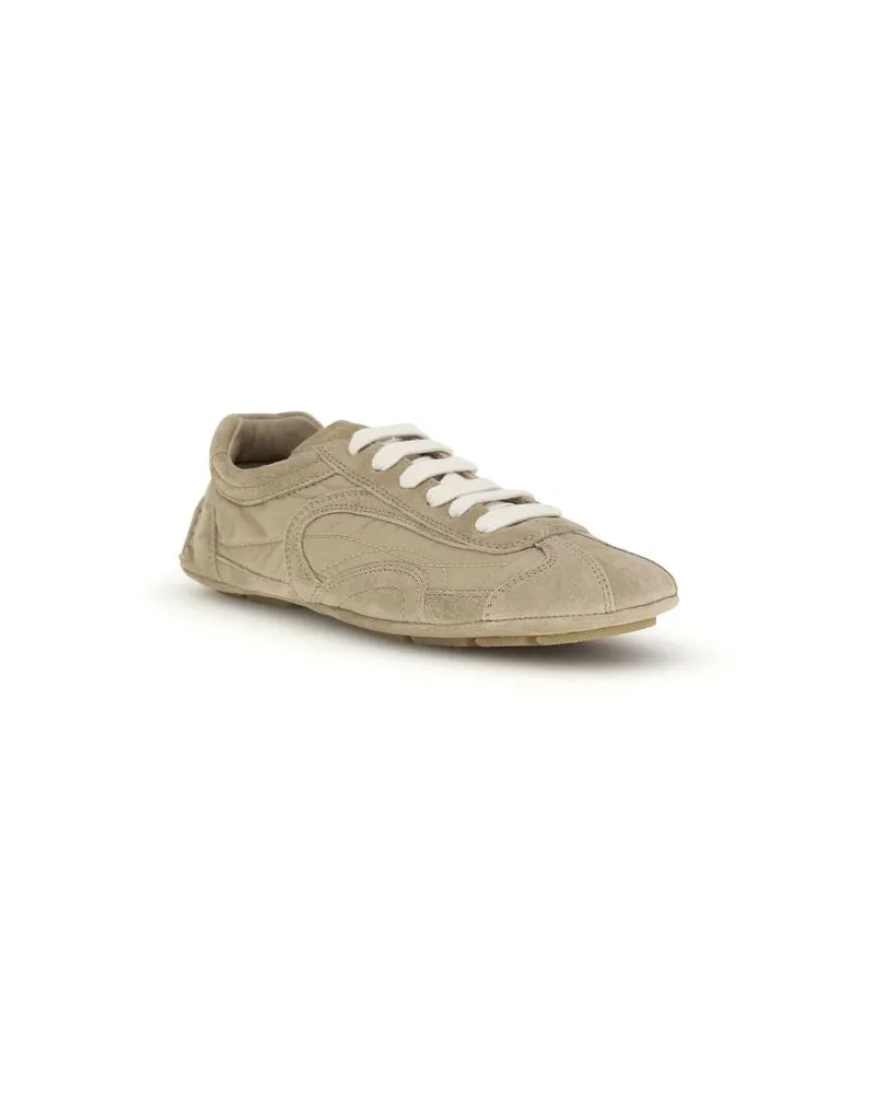 Prada Women's Beige Lamb Ovis Aries Athletic Sneakers Beige