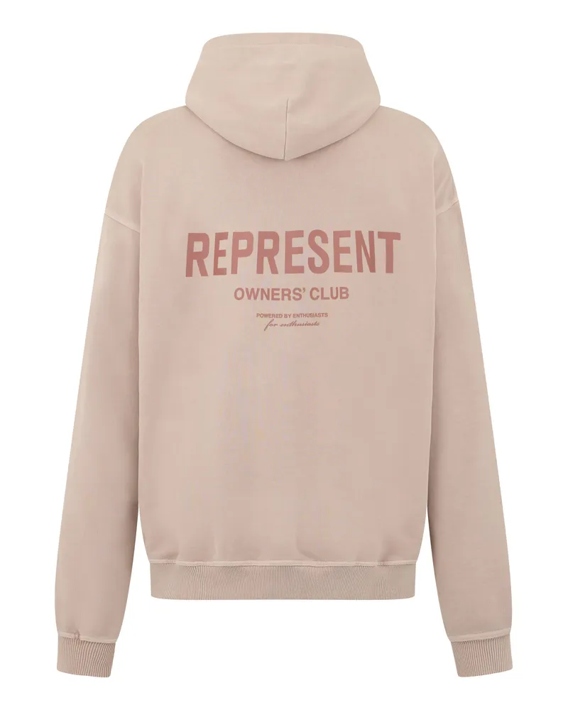 REPRESENT Men's Hooded Sweatshirt Beige Cotton Jumpers Sweater Beige