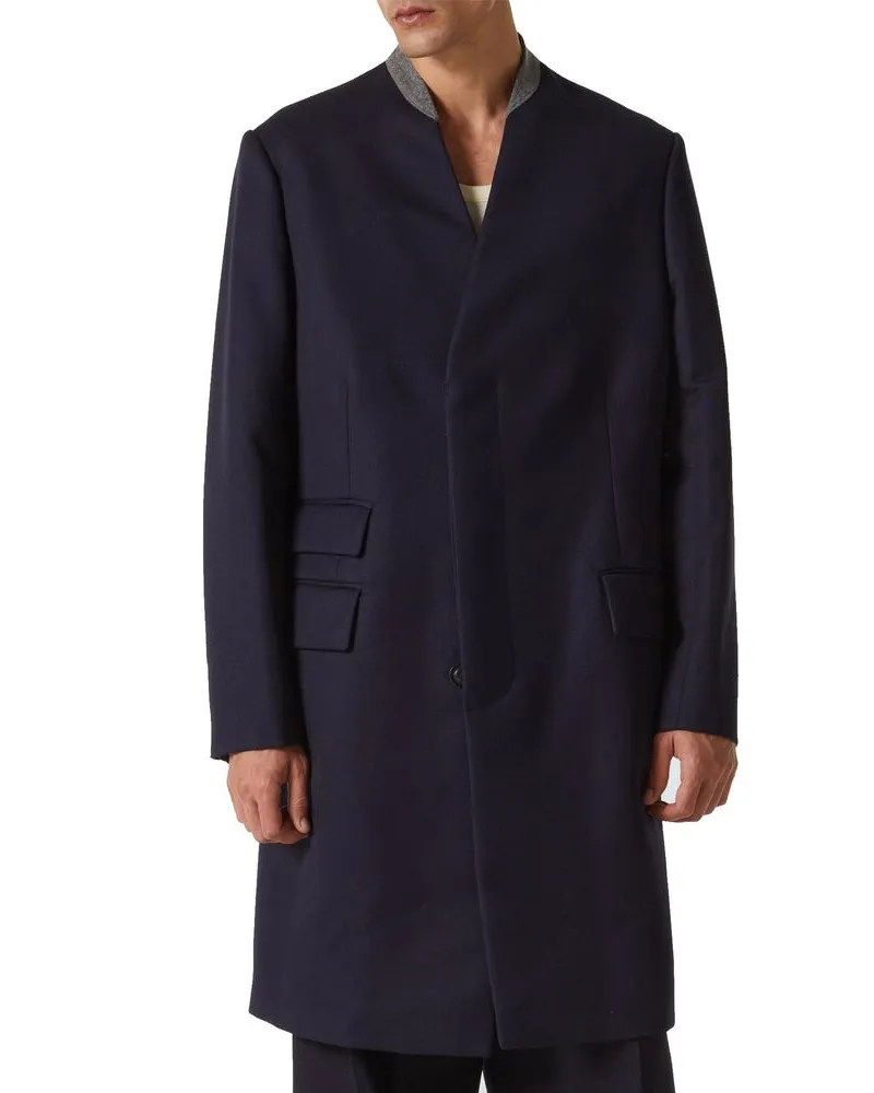 Maison Margiela Men's Blue Wool Coat Clothing Navy