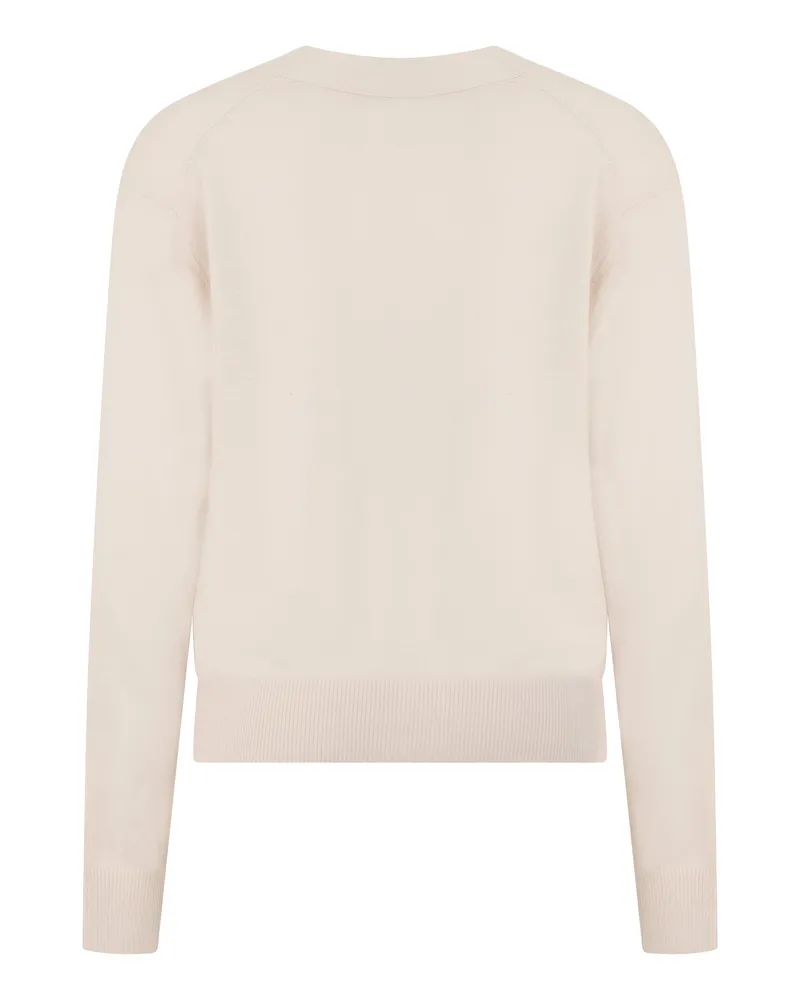 Max Mara Women Cropped Cardigan Cream Wool Cardigans Sweater Cream