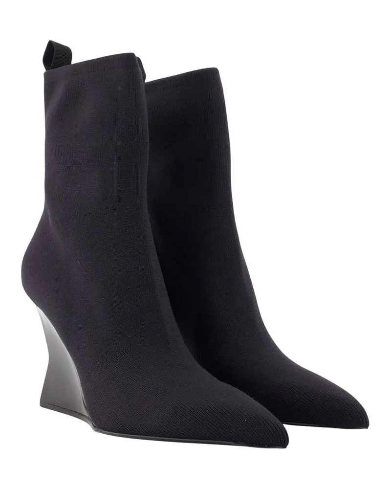 Balmain Women's Wedge Ankle Boot Black Cotton Black