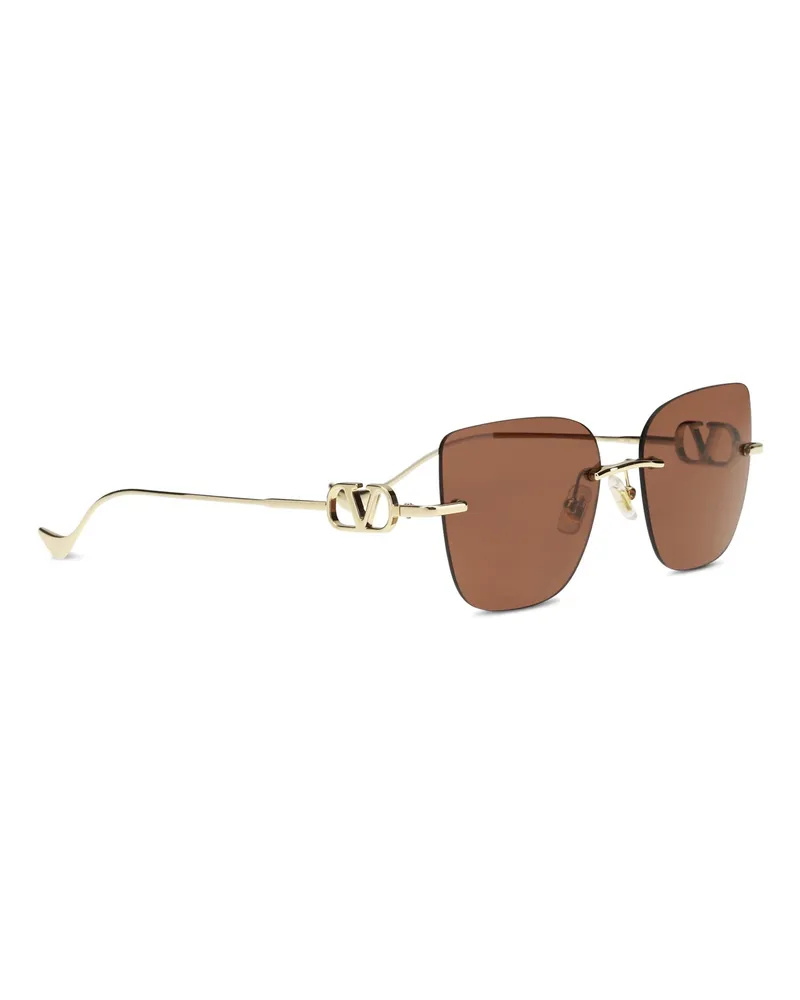 Valentino Garavani Women's Geometric Metal Sunglasses 002 Metallic Metallised Bronze