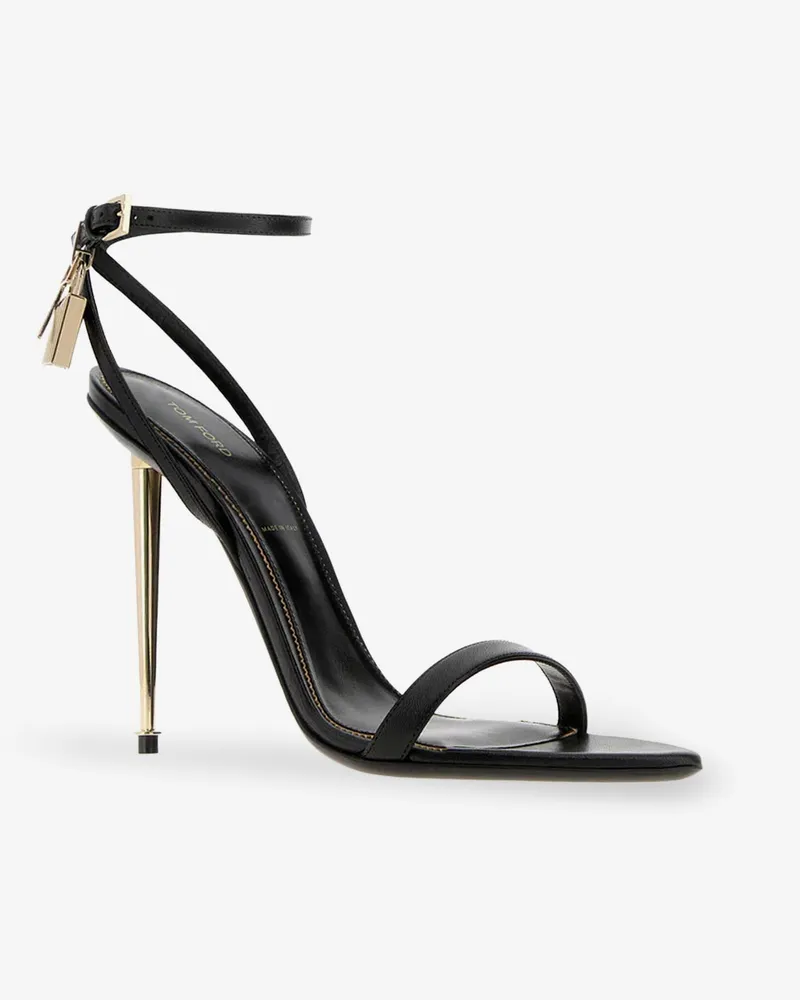 Tom Ford Women's Leather Sandals With Padlock Detail Black Black