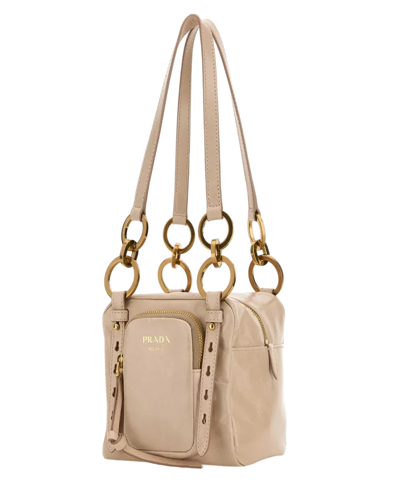 Prada Women's Powder Pink Mini  Dangle Handbag Cipria Vitello Borse A Mano Bag Pink