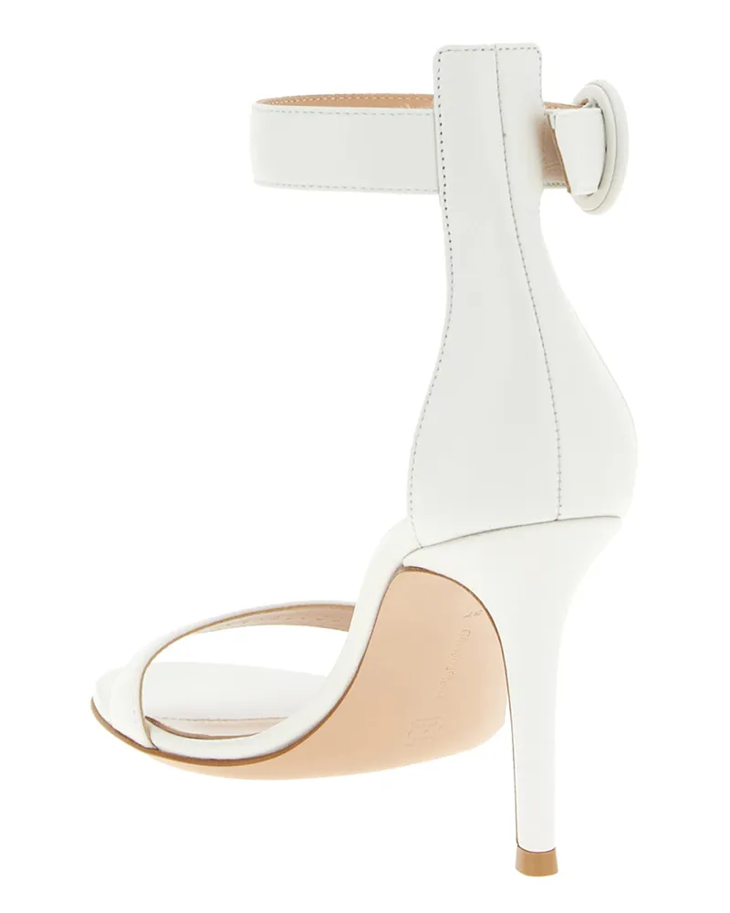 Gianvito Rossi Women's Portofino Heel Sandal White Nappa Leather White