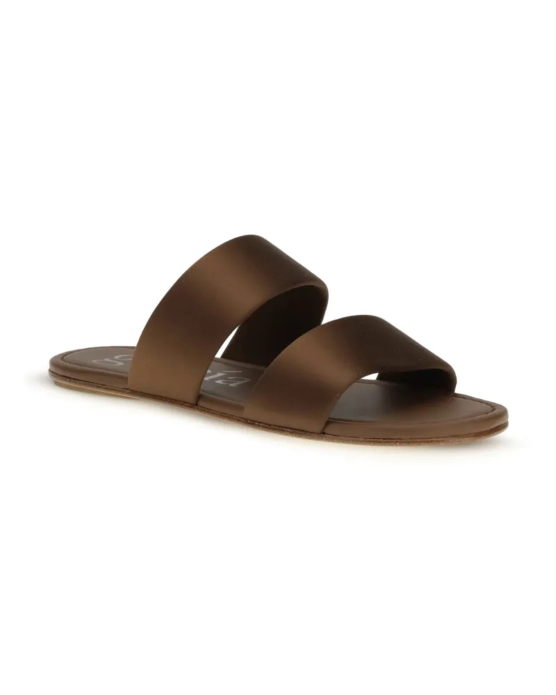 Pedro Garcia Women's Double-Band Satin Sandals Nutmeg Brown