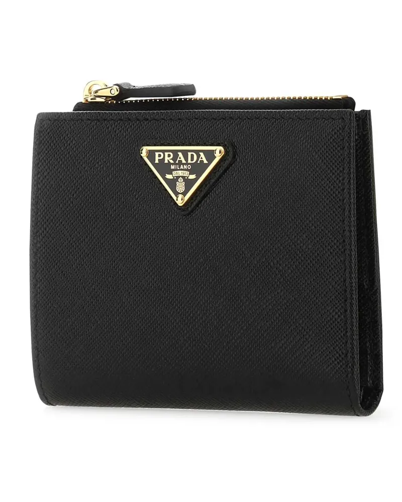 Prada Women's Black Leather Wallet Portafogli Black