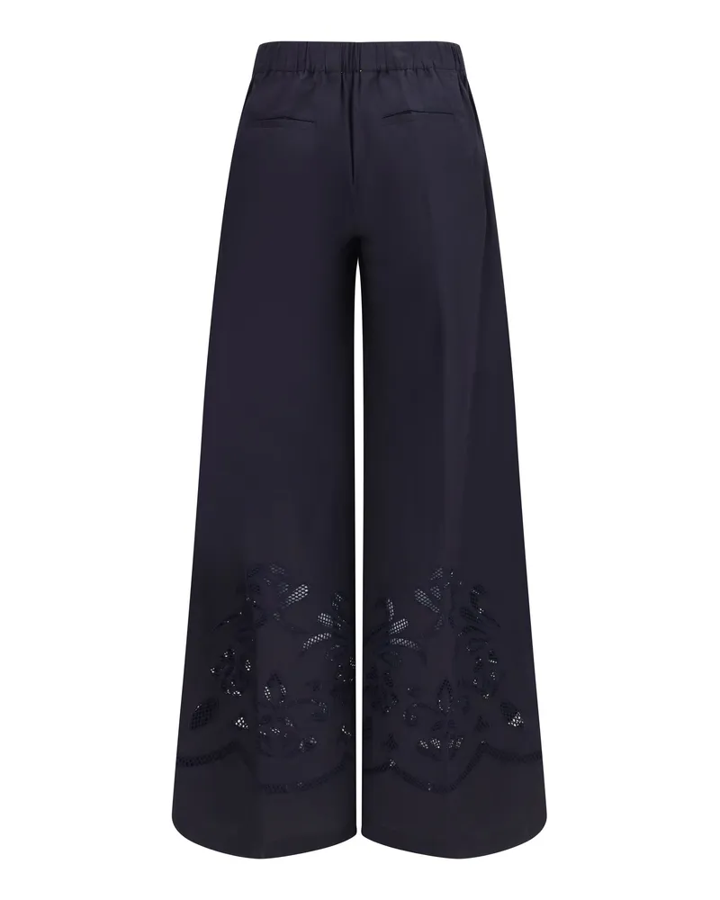 forte_forte Women's Embroidered Cotton Pants Notte Cotton; Silk Trousers Black