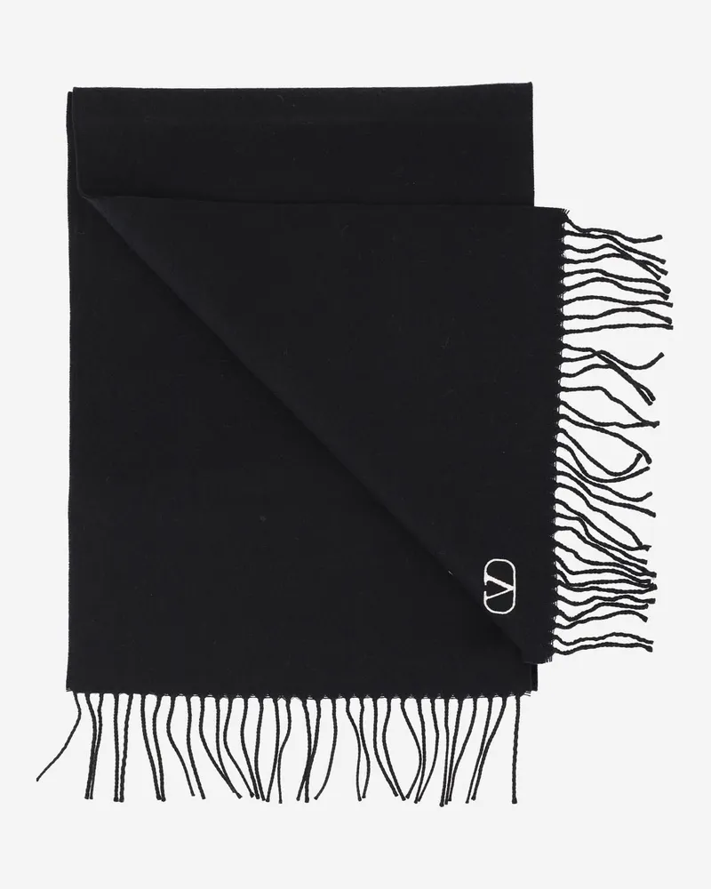 Valentino Garavani Men's Scarf Virgin Wool Black Scarfs Black