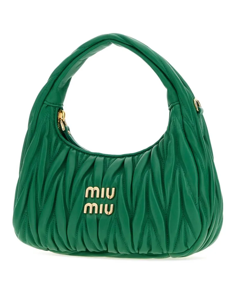 Miu Miu Women's Grass Green Nappa Leather Wander Handbag Mango Agnello Borse A Mano Bag Green