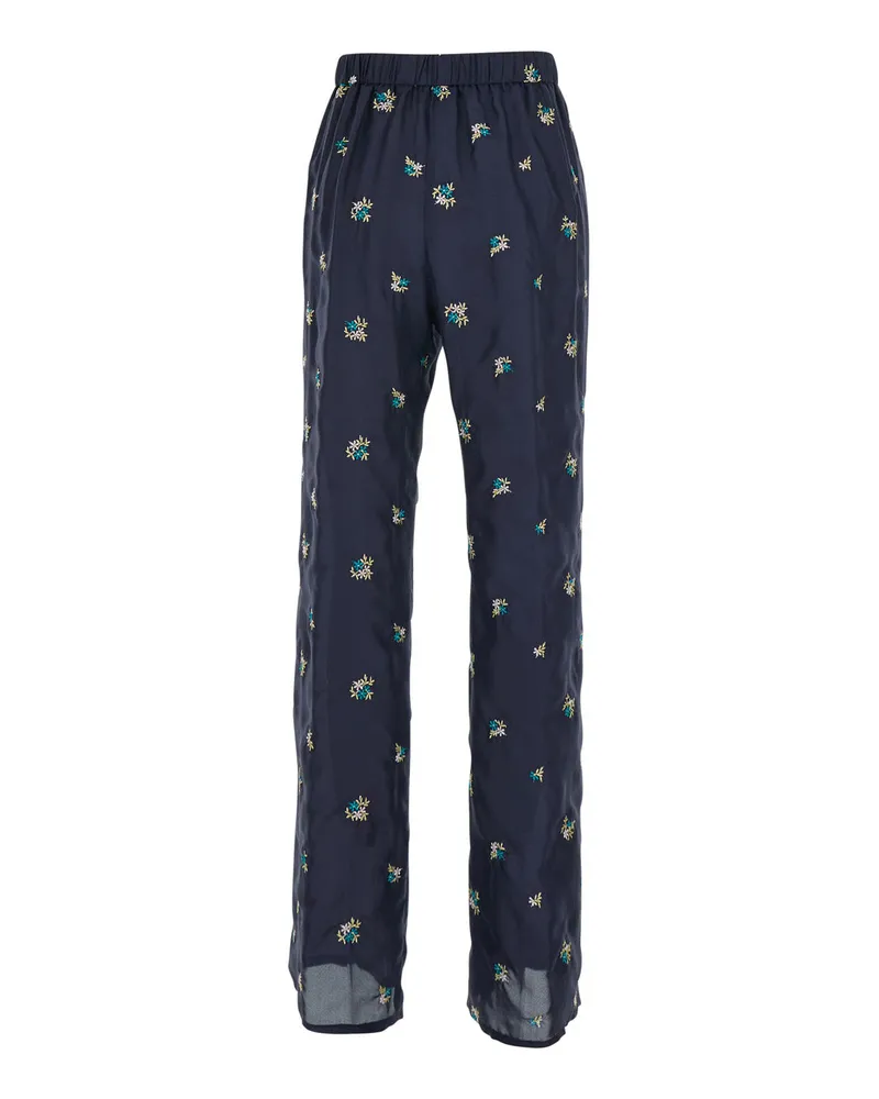 forte_forte Women's Trousers Blue Silk Navy