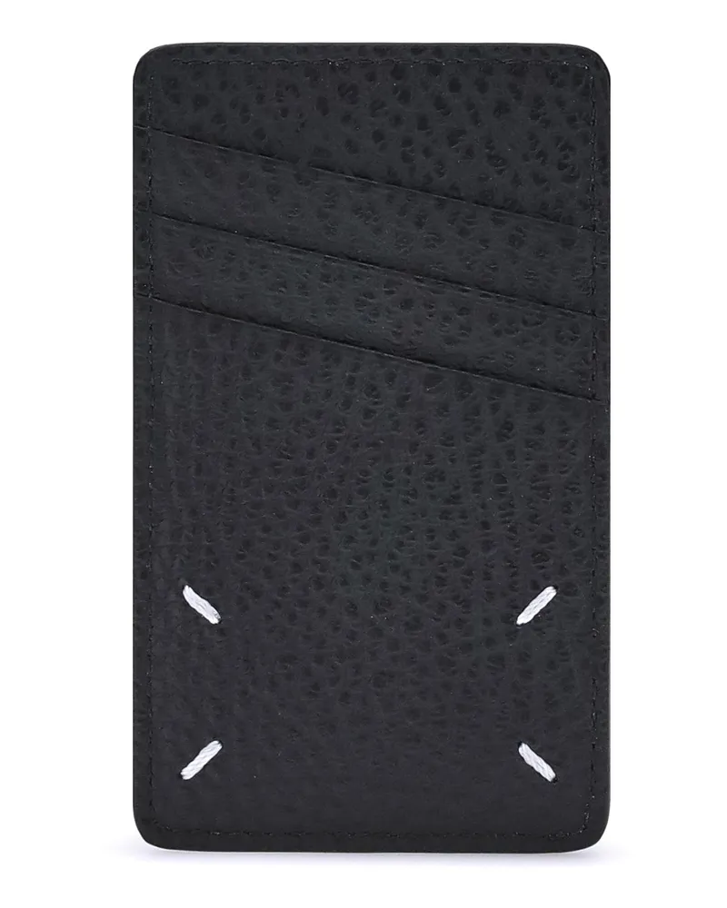Maison Margiela Men's Vertical Card Holder Black Calf Leather Bos Taurus Wallet Black