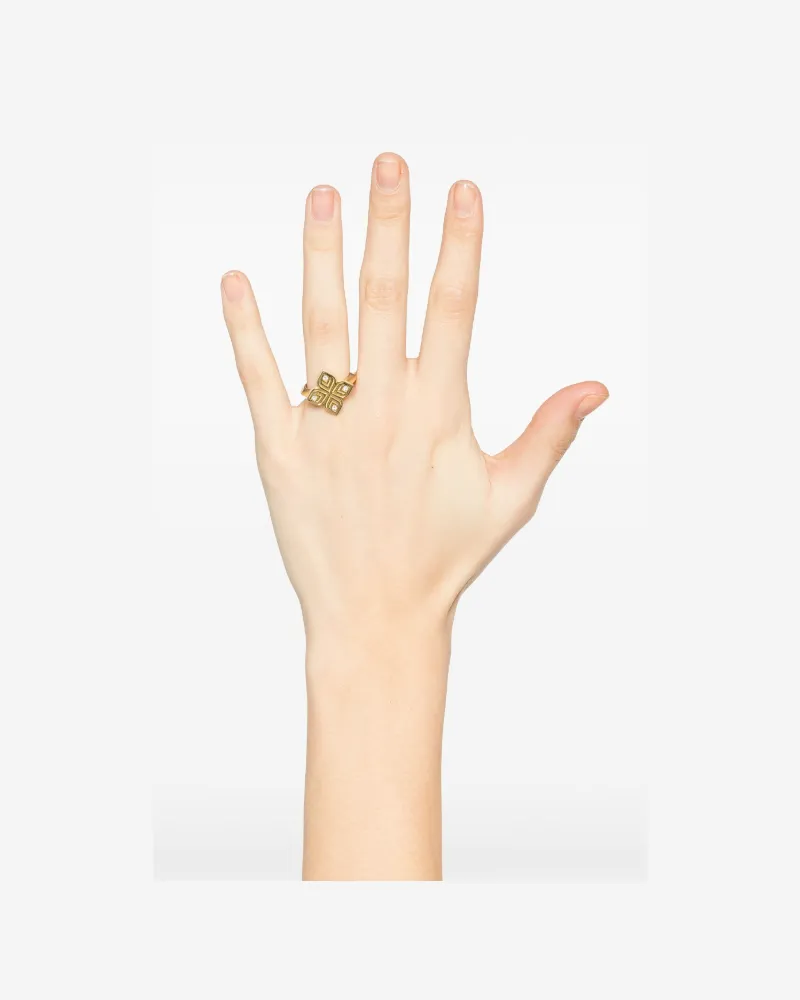 Roberto Coin Women's 18kt Yellow Gold Arabesque Flower Diamond Ring Ss25 W Yellow