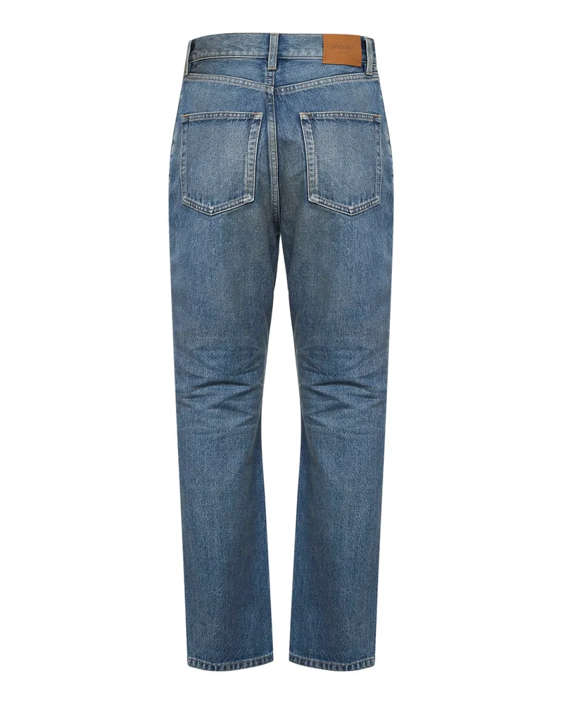 Saint Laurent Women's Jeans Ankle-Length Denim Medium Blue Cotton Blue