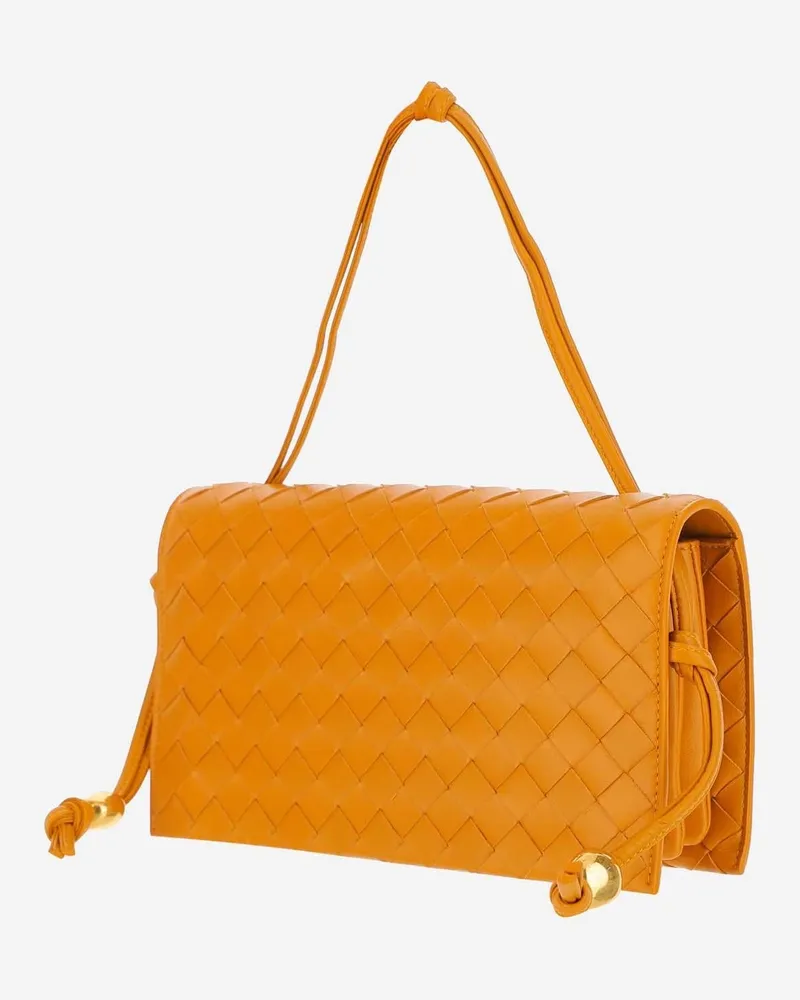 Bottega Veneta Women's Trio Pouch On Strap Yellow Lambskin Shoulder Bags Orange